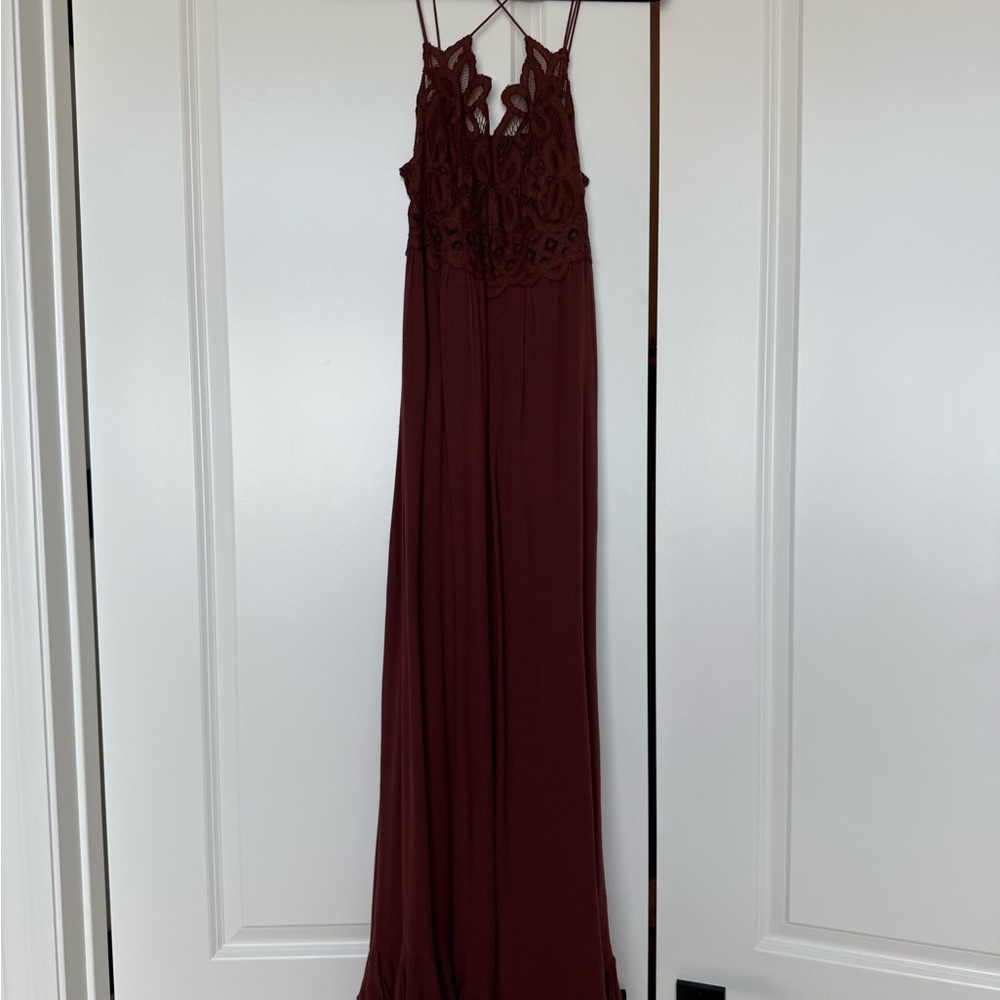 Free People Burgundy Lace Maxi Dress
